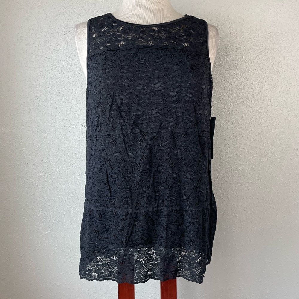 NWT Passports Black Sleeveless Top Size L